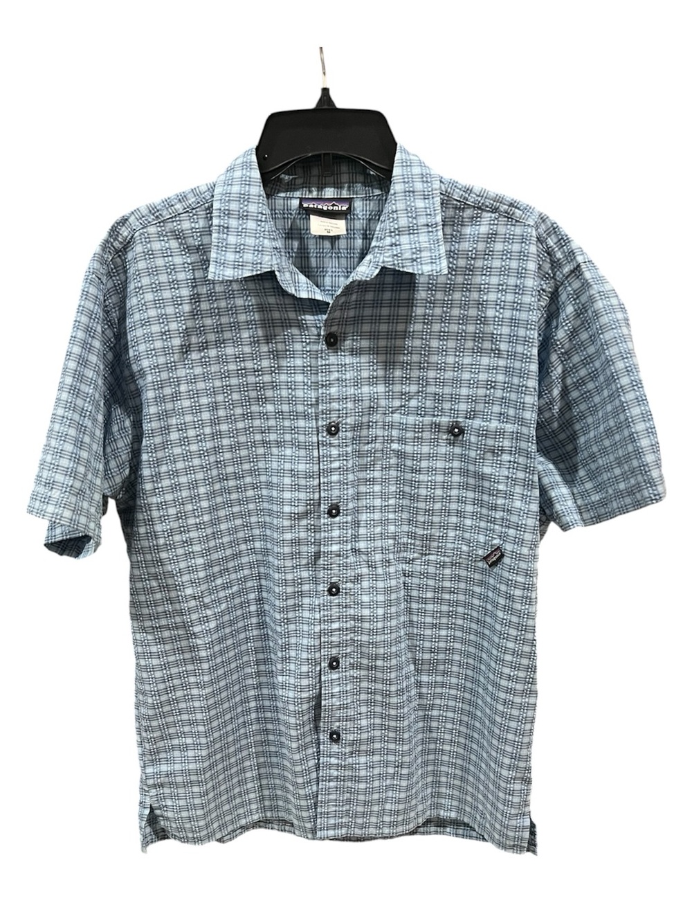 Patagonia Men's Puckerware Shirt Blue Plaid Size Medium